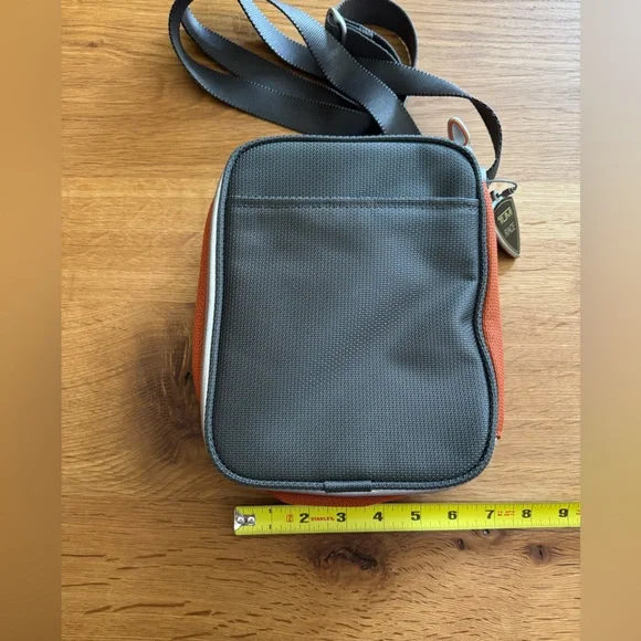 TUMI Race Crossbody Travel Bag Gray & Orange Nylon Compact Shoulder Bag - Picture 5 of 9